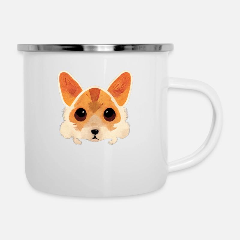 Corgi head with big eyes - Camper Mug - white