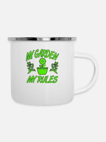 Garten - Emaille-Tasse - Weiß