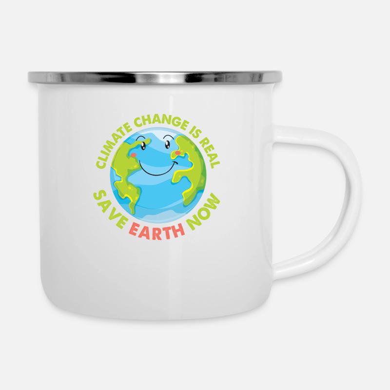 Klimwandel ist real Schutz der Erde - Emaille-Tasse - Weiß