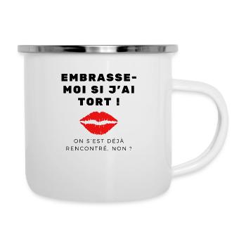 Tee-shirt drague embrasse moi - Tasse émaillée - blanc - Droite