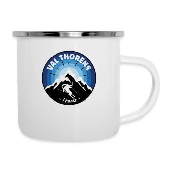 Ski à Val Thorens France Bleu - Tasse émaillée - blanc - Droite