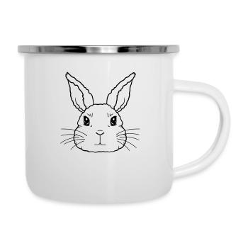 Gesicht niedlicher kleiner Hase - Emaille-Tasse - Weiß - Rechts
