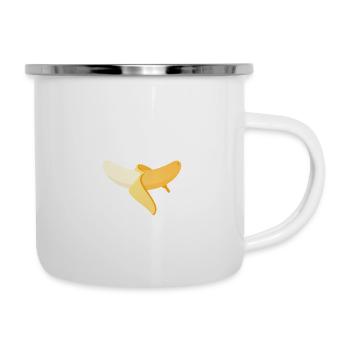 Ich Bin Nur Wegen Den Bananen Hier - Marathon - Emaille-Tasse - Weiß - Rechts
