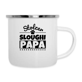 Sloughi lustig Herrchen Hund - Emaille-Tasse - Weiß - Rechts