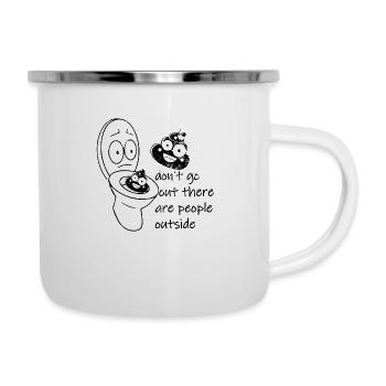 Ne sortez pas il y a du caca - Tasse émaillée - blanc - Droite