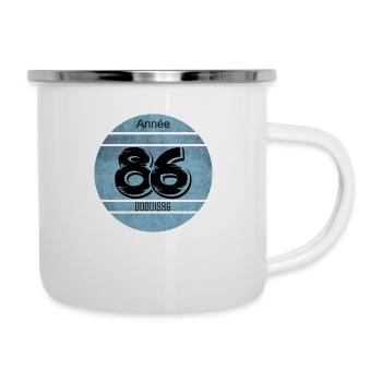 Vignette auto vintage 1986 - Tasse émaillée - blanc - Droite