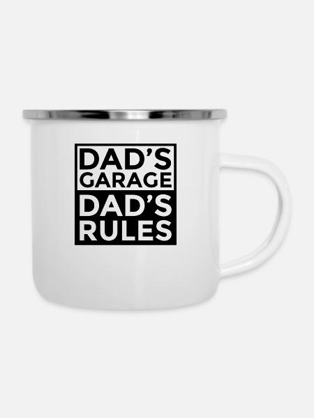 Dad´s Garage Dad´s Rules - Emaille-Tasse - Weiß