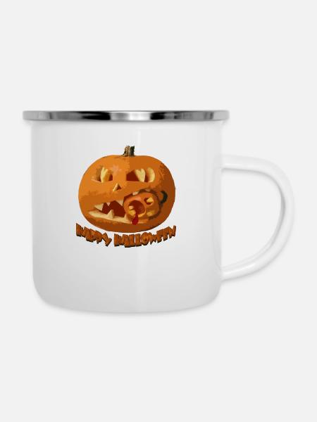 Kannibalenkürbis - Emaille-Tasse - Weiß