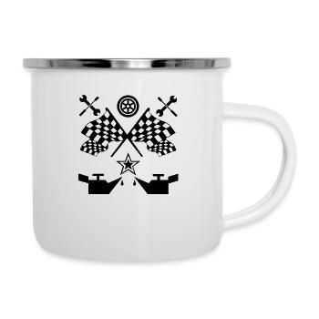 Voiture - Tasse émaillée - blanc - Droite