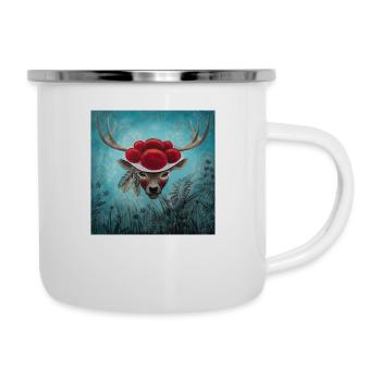 Schwarzwald Hirsch original - Emaille-Tasse - Weiß - Rechts