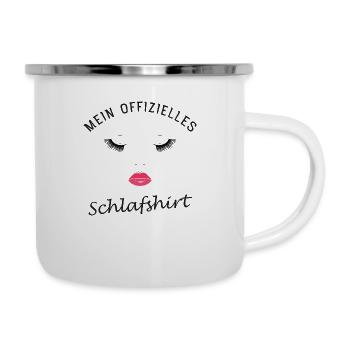 Mein Offizielles Schlafshirt - Augen Lippen - Emaille-Tasse - Weiß - Rechts