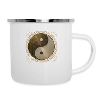 Dragon Yin Yang doré fleur d’énergie solaire vivante - Tasse émaillée - blanc - Droite