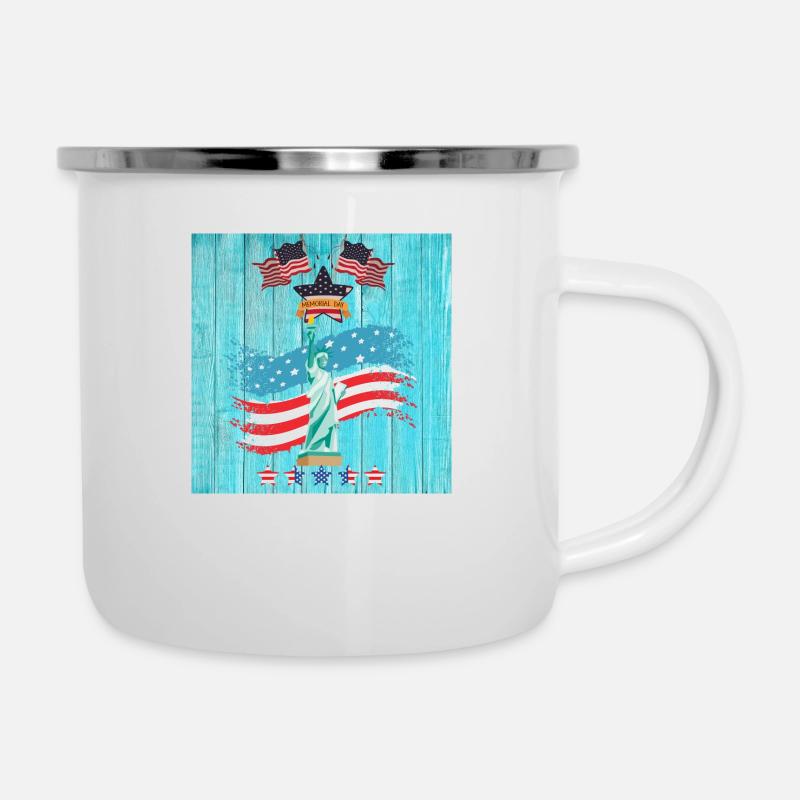 USA, Freiheitsstatue - Emaille-Tasse - Weiß