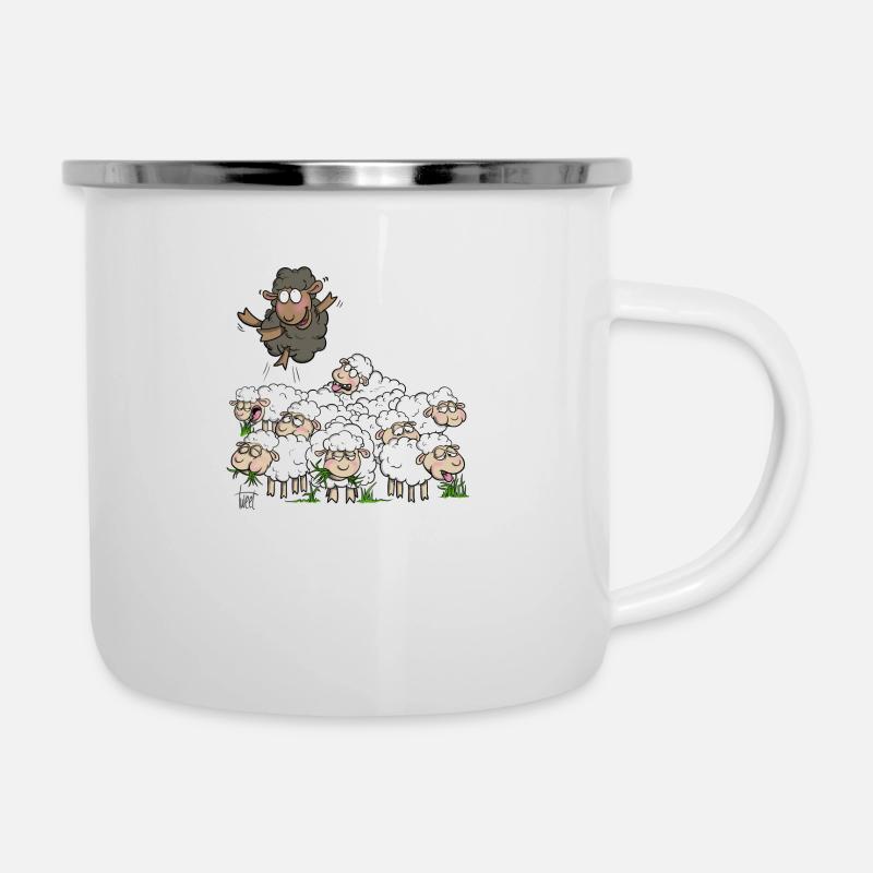 Mouton noir - Tasse émaillée - blanc