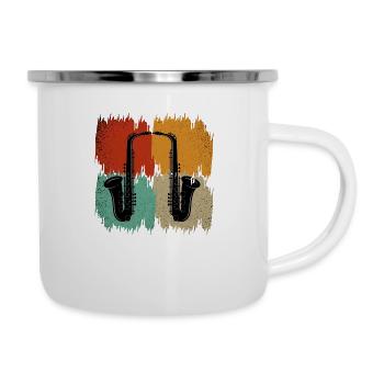 Saxophone rétro - Tasse émaillée - blanc - Droite