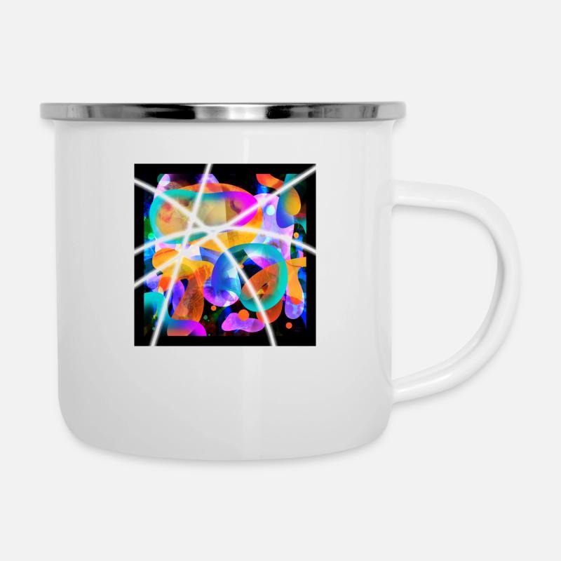 Abstrakte Farbe - Emaille-Tasse - Weiß