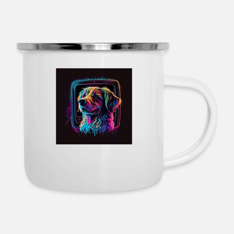 Chien arc-en-ciel - Tasse émaillée - blanc