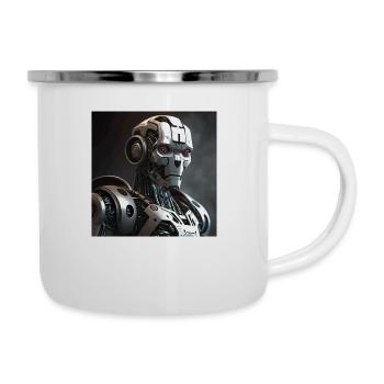 Rotäugiger Cyborg-Roboter - Emaille-Tasse - Weiß - Rechts