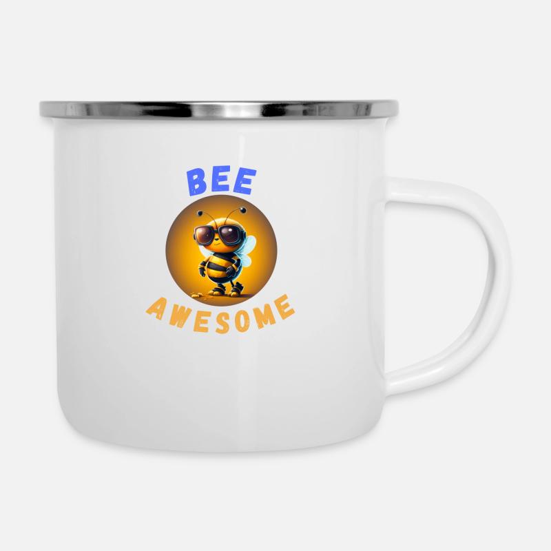 Biene genial - Emaille-Tasse - Weiß
