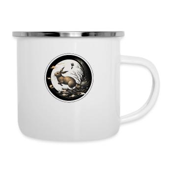 A hare jumps into a puddle - Camper Mug - white - Right