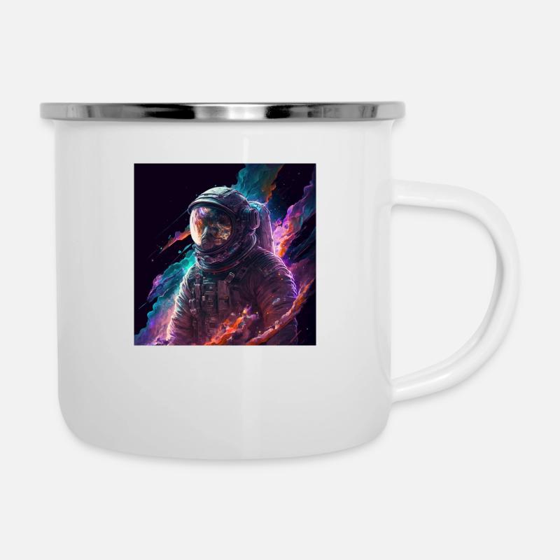 Astronaute dans la nébuleuse de l’espace - Tasse émaillée - blanc