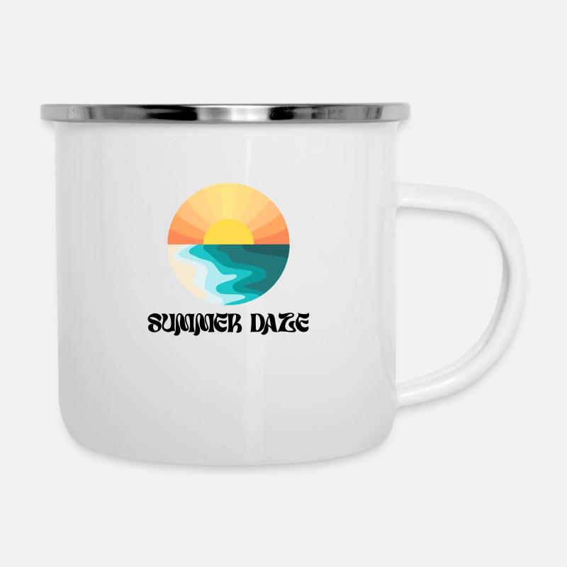 Summer Daze - Emaille-Tasse - Weiß