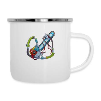 Die Motorsäge - Emaille-Tasse - Weiß - Rechts