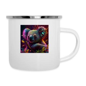 Farbiger Koala, einzigartiges Design - Emaille-Tasse - Weiß - Rechts