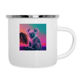 KOALA VAPORWAVE, art moderne, couleurs néon - Tasse émaillée - blanc - Droite
