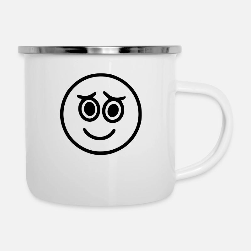 Emoji Skizze fröhlich schwarz - Emaille-Tasse - Weiß
