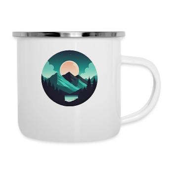 Gebirgslandschaft Geometrische Kunst - Emaille-Tasse - Weiß - Rechts