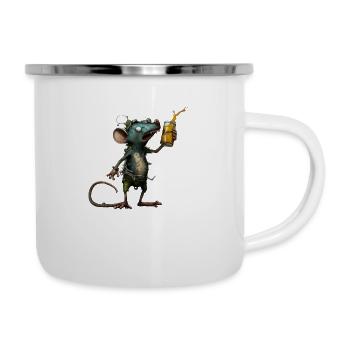 funny, crazy mouse with beer - Camper Mug - white - Right