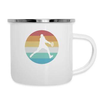 Tennis Sport Tennismatch Spruch - Emaille-Tasse - Weiß - Rechts