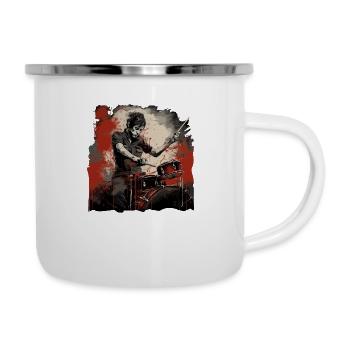 Drummer red - Emaille-Tasse - Weiß - Rechts