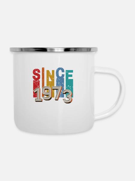 Seit 1973 retro - Emaille-Tasse - Weiß