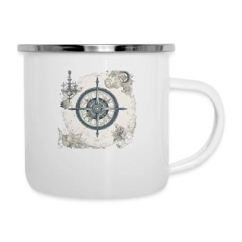 Alte Seekarte - Emaille-Tasse - Weiß - Rechts