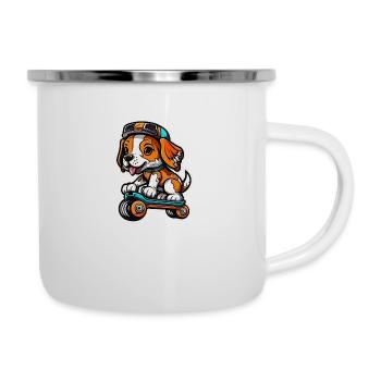 Sweet dog on a skateboard - Camper Mug - white - Right