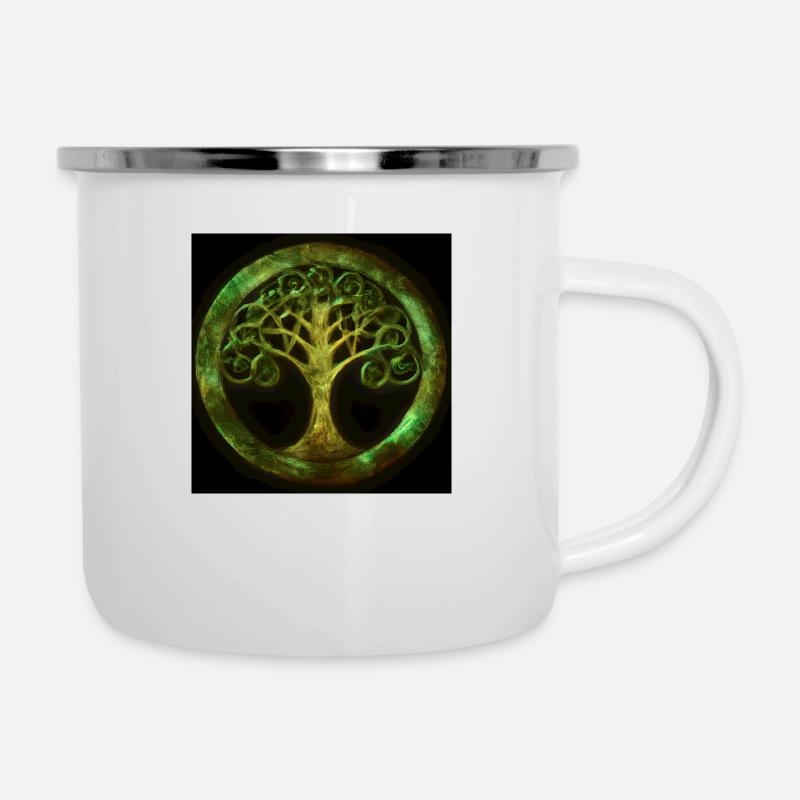 Keltischer Baum des Lebens - Emaille-Tasse - Weiß