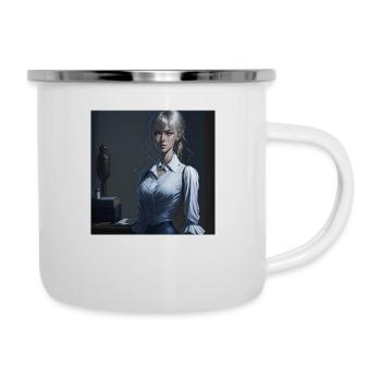 Belle fille manga - Tasse émaillée - blanc - Droite