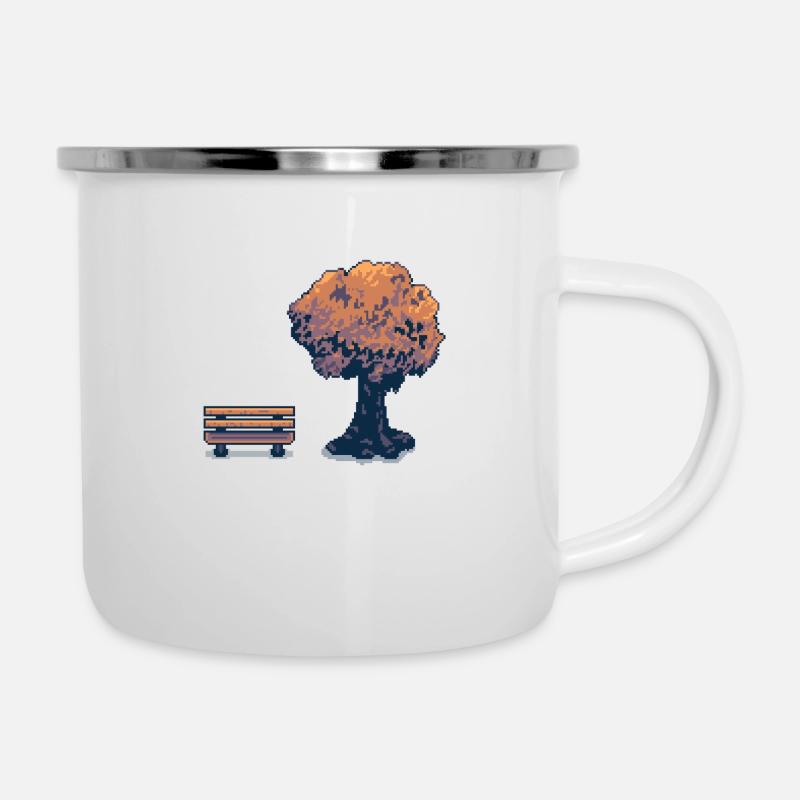 Pixel Tree and Bench Vintage - Camper Mug - white