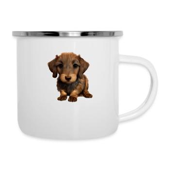 Hundehalter Dachshund Hund Dackelwelpe Hunde - Emaille-Tasse - Weiß - Rechts