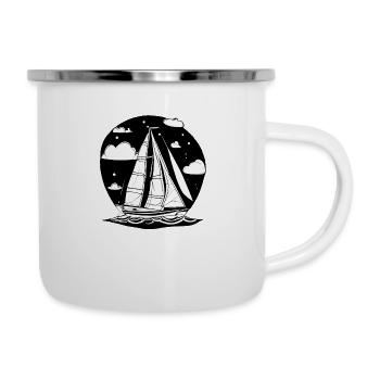 voile, voile, voile, voilier, voilier - Tasse émaillée - blanc - Droite