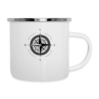 Kompass Nautik Segelboot Seefahrer - Emaille-Tasse - Weiß - Rechts