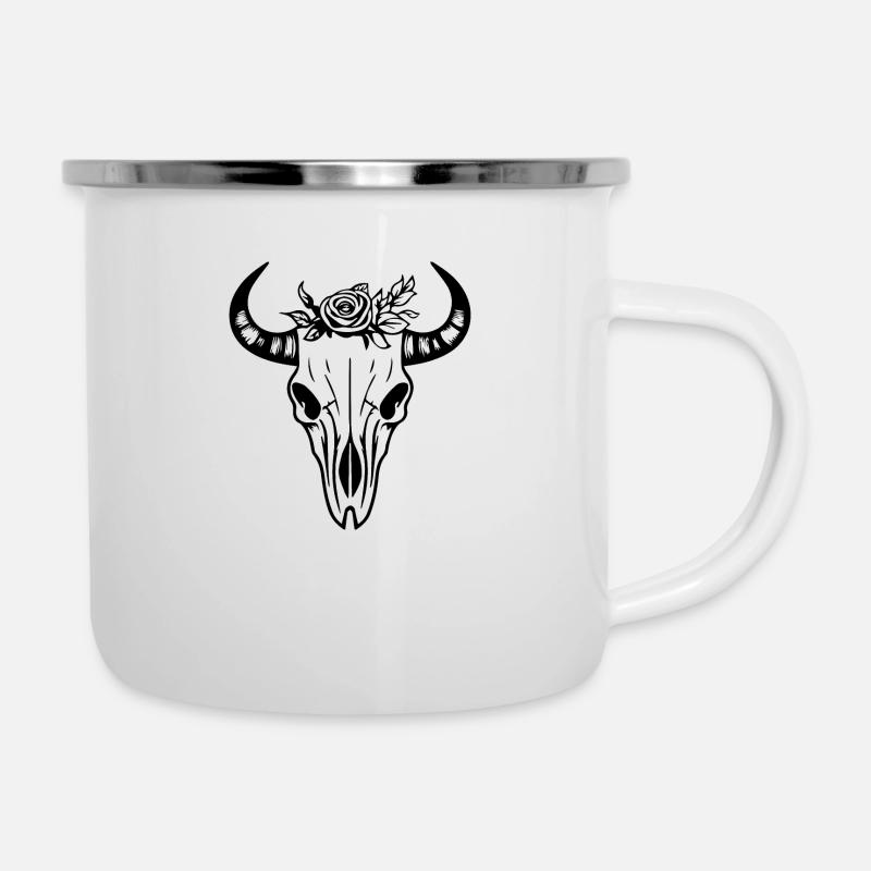 Cranio di mucca Boho - Tazza smaltata - bianco