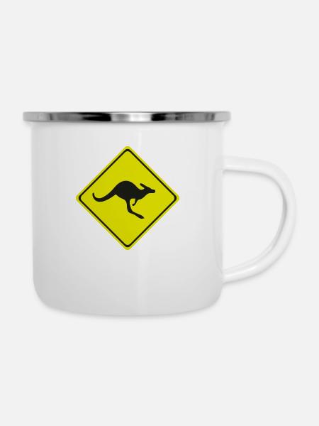 kangaroo crossing - Emaille-Tasse - Weiß