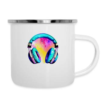 Kopfhörer Sänger Musiker Gamer Musik hören Gesang - Emaille-Tasse - Weiß - Rechts