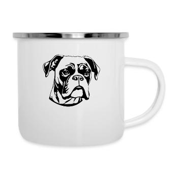 Races de chiens boxers - Tasse émaillée - blanc - Droite