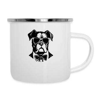 Races de chiens boxers - Tasse émaillée - blanc - Droite