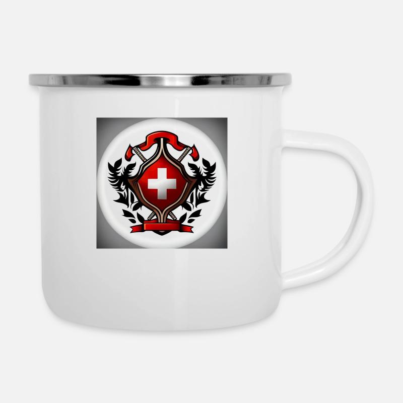 Schweizer Schätze - Emaille-Tasse - Weiß