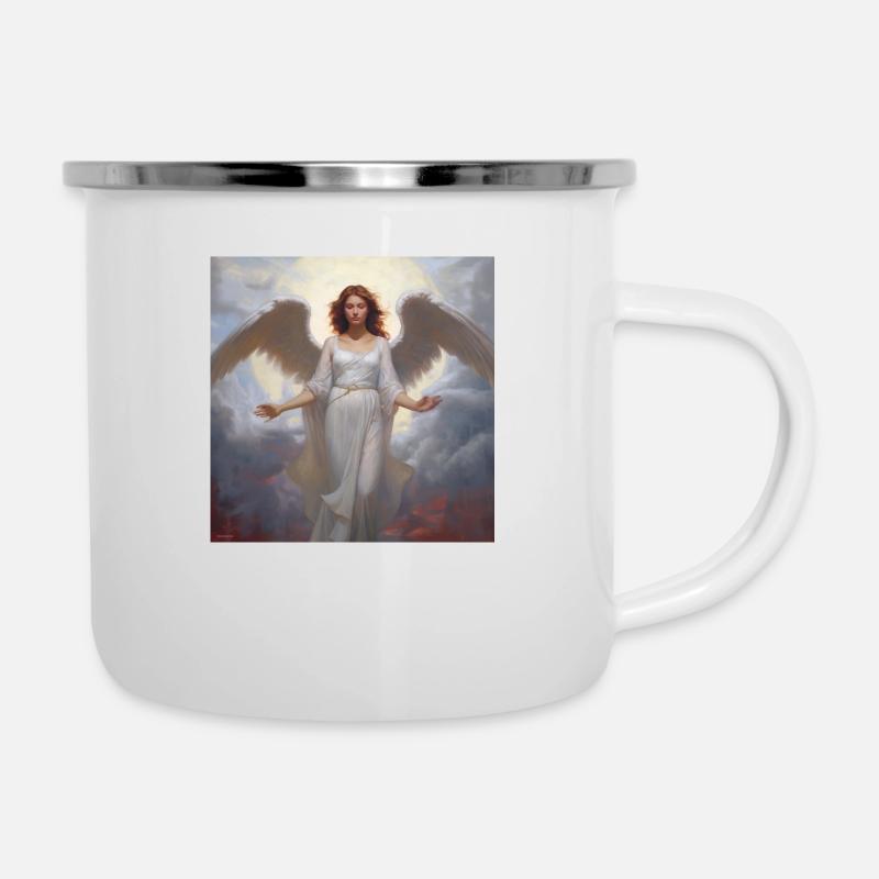 Engelsfrau - Emaille-Tasse - Weiß